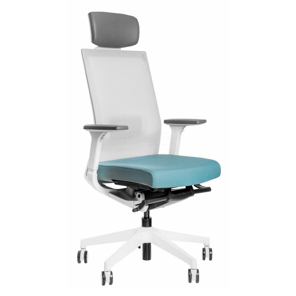 Эргономичное кресло Falto A-1 AON-11WAL/GY-BL (каркас белый, спинка серая, сиденье синие)