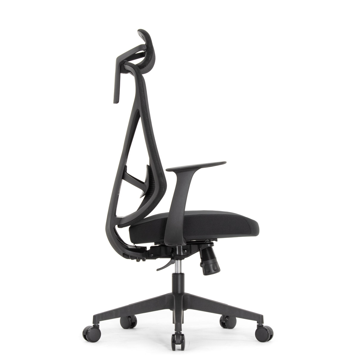 Эргономичное кресло Falto Kuraj (поясничный упор, сетка, ткань, чёрный)