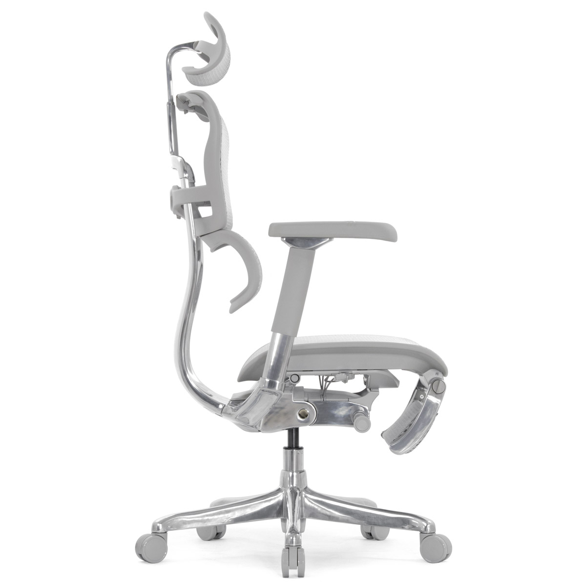 Эргономичное кресло Falto Ergohuman 2 Luxury с подножкой (SmartWork, алюминий, наклон вперёд, сетка, серый)
