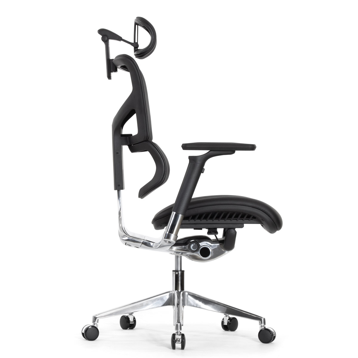 Эргономичное кресло Falto Leater Premium SL (динамичный поясничный упор, натуральная кожа, чёрный)