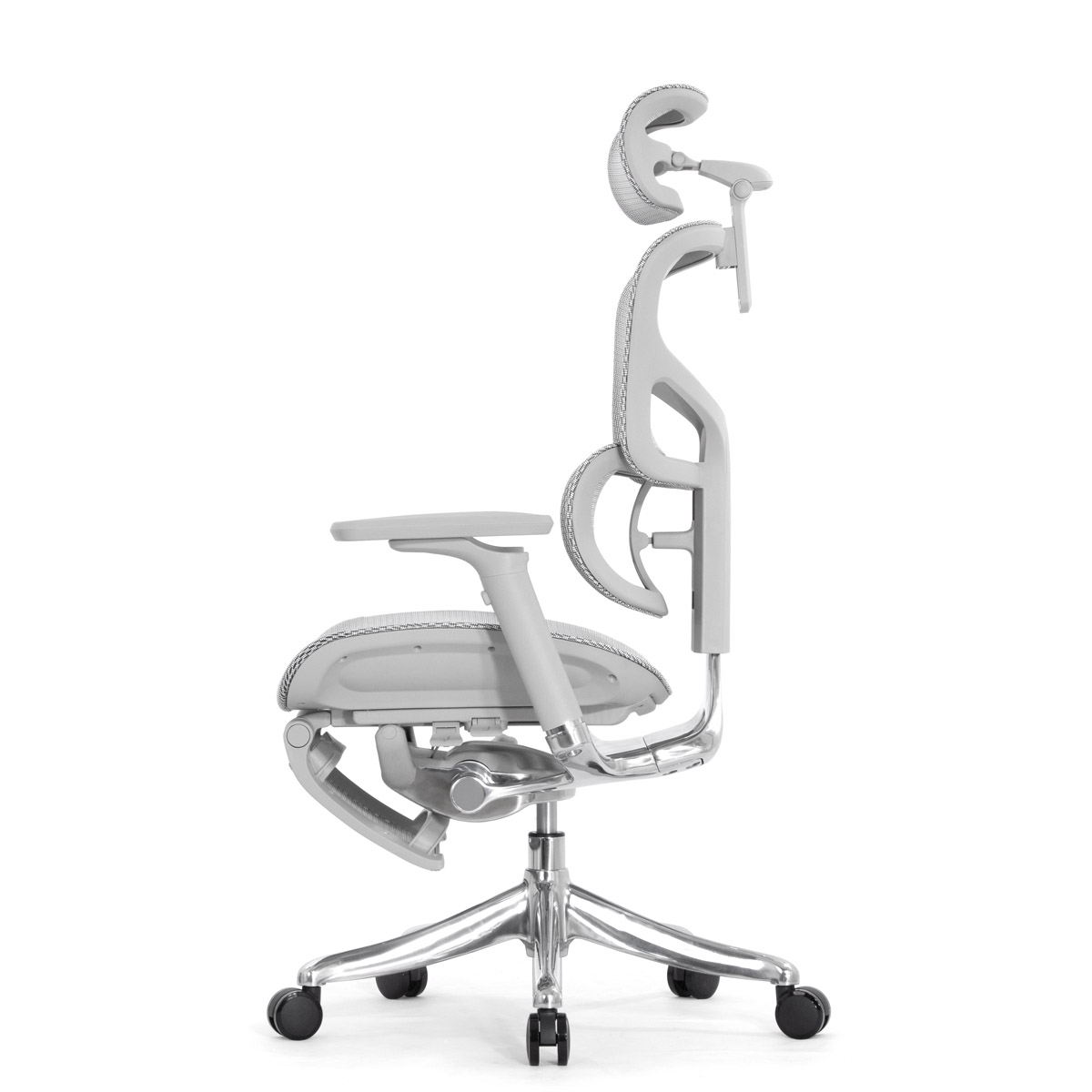 Эргономичное кресло Falto Pro 2 с подножкой (3D поясничный упор, подголовник 4D, каркас серый, белый)