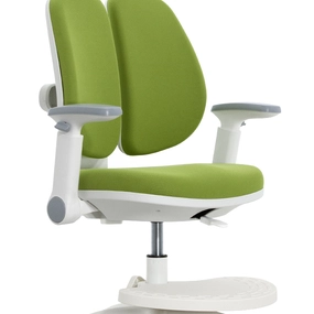 Детское эргономичное кресло Falto KIDS MAX DUO-P, ППУ латекс, спинка корсет, подножка, подлокотник 3D, обивка (зелёный)
