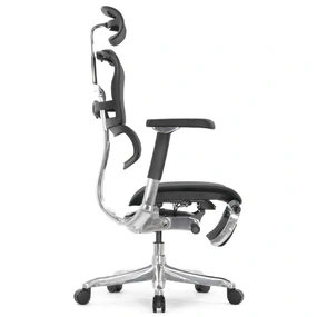 Эргономичное кресло Falto Ergohuman 2 Luxury с подножкой (SmartWork, алюминий, наклон вперёд, сетка, чёрный)