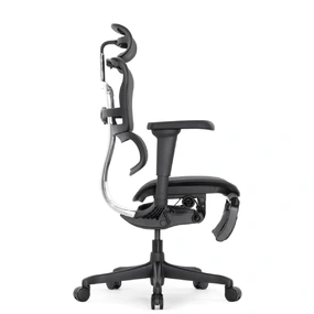 Эргономичное кресло Falto Ergohuman 2 Elite с подножкой (алюминий, наклон вперёд, сетка, чёрный)