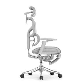 Эргономичное кресло Falto Pro 2 с подножкой (3D поясничный упор, подголовник 4D, каркас серый, белый)