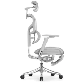 Эргономичное кресло Falto Pro 2 с подножкой (3D поясничный упор, подголовник 4D, каркас серый, белый)