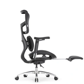 Эргономичное кресло Falto Scala Office с подножкой (разделённый поясничный упор, сетка, чёрный)